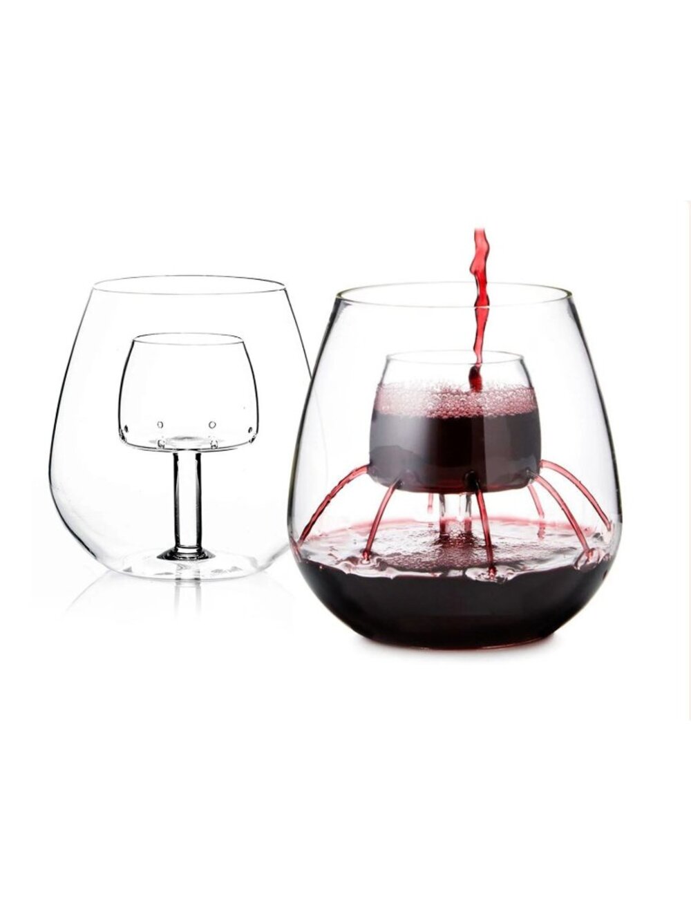 Chevalier Stemless Aerating Wine Glasses Set Of 2 Enhance Flavor Aroma Built In